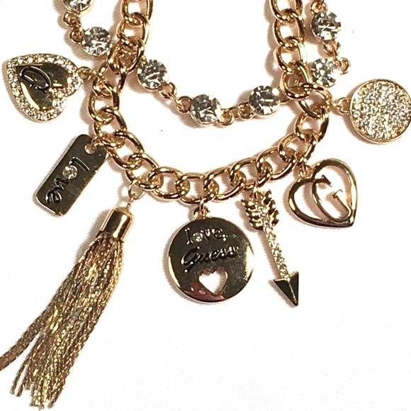 3/$29! GUESS Charm Bracelet Heart, Arrow, "Love" - Picture 4 of 8